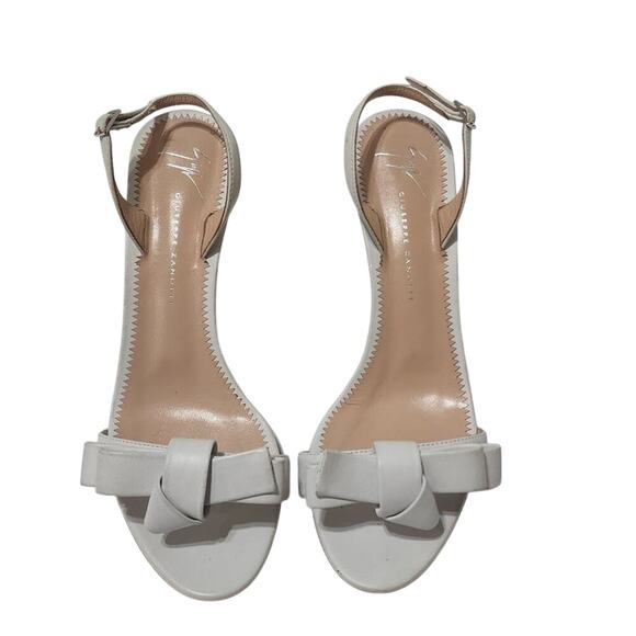 GIUSEPPE Zanotti white bow‎ trimmed heeled sandals size 37 US size 7 6.5? - Picture 1 of 8